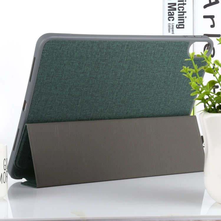 Mutural YASHI Series TPU + PU Cloth Pattern Texture Horizontal Flip Leather Case with Three-folding Holder & Pen Slot & Wake-up / Sleep Function For iPad Air 2022 / 2020 10.9(Green) by Mutural