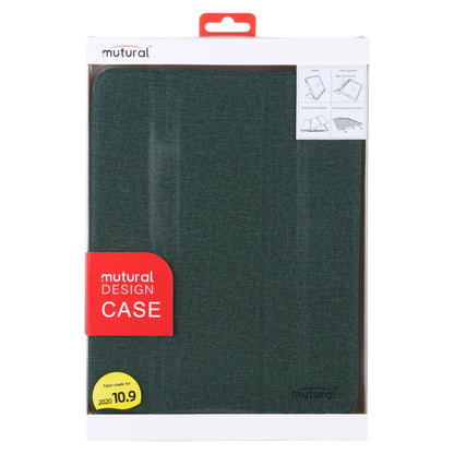 Mutural YASHI Series TPU + PU Cloth Pattern Texture Horizontal Flip Leather Case with Three-folding Holder & Pen Slot & Wake-up / Sleep Function For iPad Air 2022 / 2020 10.9(Green) by Mutural
