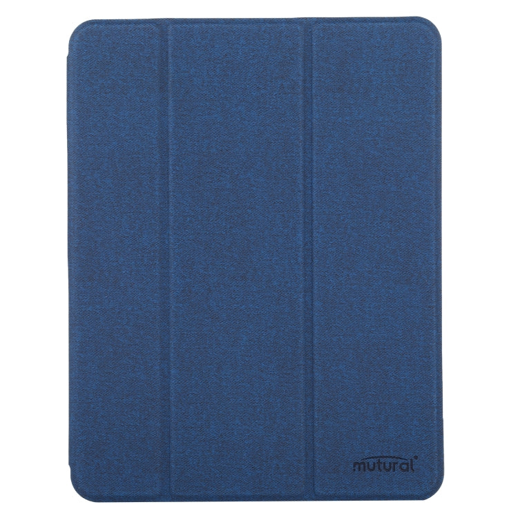 Mutural YASHI Series TPU + PU Cloth Pattern Texture Horizontal Flip Leather Case with Three-folding Holder & Pen Slot & Wake-up / Sleep Function For iPad Air 2022 / 2020 10.9(Blue) by Mutural