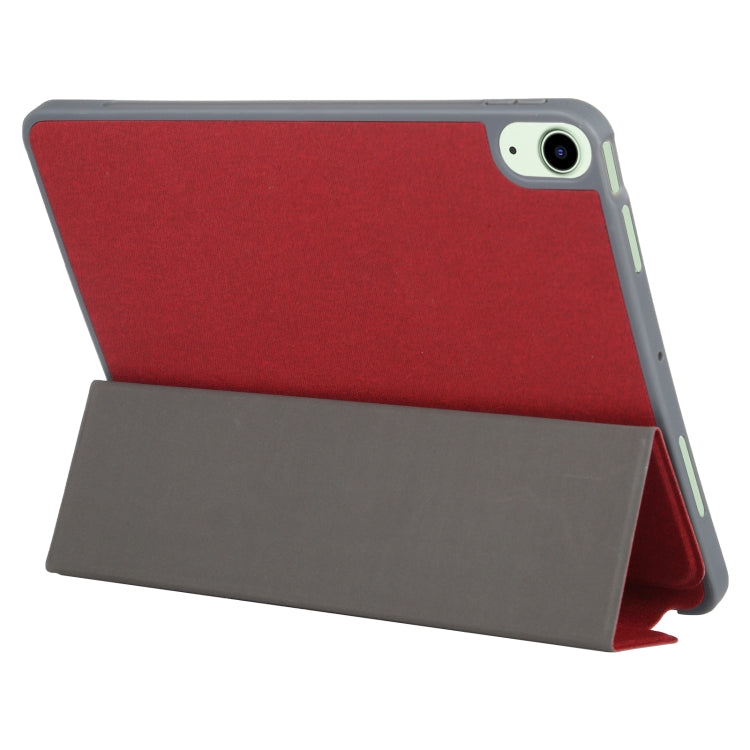 Mutural YASHI Series TPU + PU Cloth Pattern Texture Horizontal Flip Leather Case with Three-folding Holder & Pen Slot & Wake-up / Sleep Function For iPad Air 2022 / 2020 10.9(Red) by Mutural