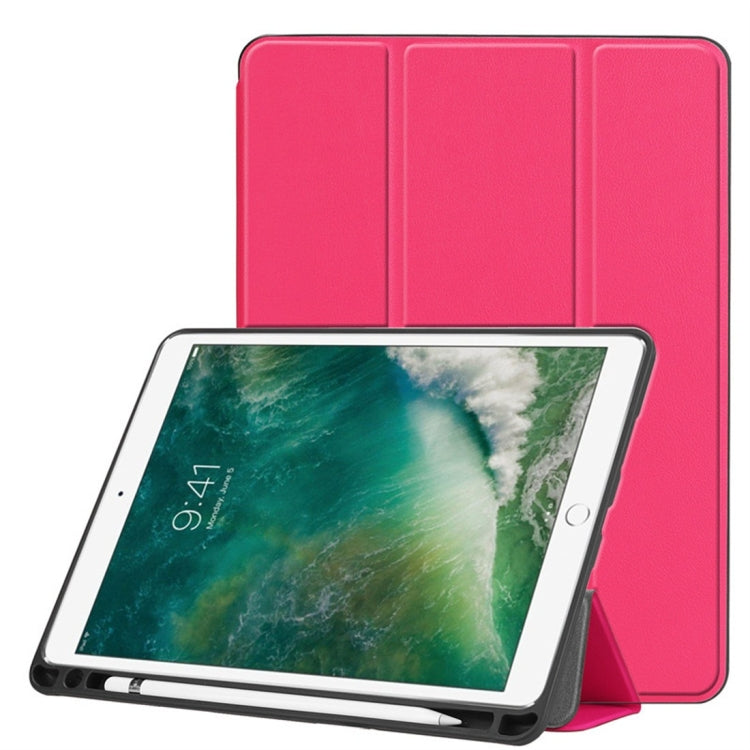 Custer Texture Horizontal Flip Leather Case for iPad Pro 10.5 Inch / iPad Air (2019), with Three-folding Holder & Pen Slot (Rose Red) by bashfashion
