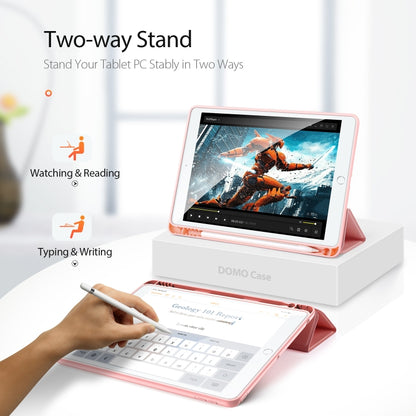 For iPad 10.2 DUX DUCIS Domo Series Horizontal Flip Magnetic PU Leather Case with Three-folding Holder & Pen Slot & Sleep / Wake-up Function (Pink) by DUX DUCIS