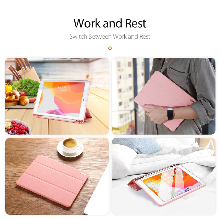 For iPad 10.2 DUX DUCIS Domo Series Horizontal Flip Magnetic PU Leather Case with Three-folding Holder & Pen Slot & Sleep / Wake-up Function (Pink) by DUX DUCIS