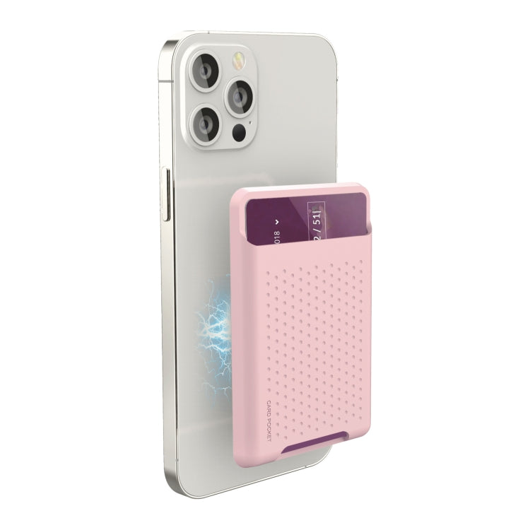 For iPhone 13 Series / iPhone 12 Series Silicone Wallet Pouch Card Case Anti-degaussing Card Holder Magsafing Magnetic Sticker(Pink) by bashfashion