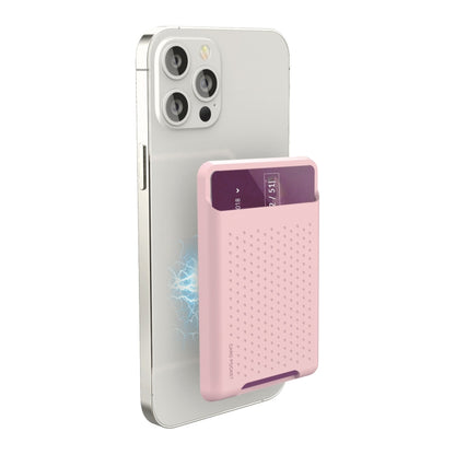 For iPhone 13 Series / iPhone 12 Series Silicone Wallet Pouch Card Case Anti-degaussing Card Holder Magsafing Magnetic Sticker(Pink) by bashfashion