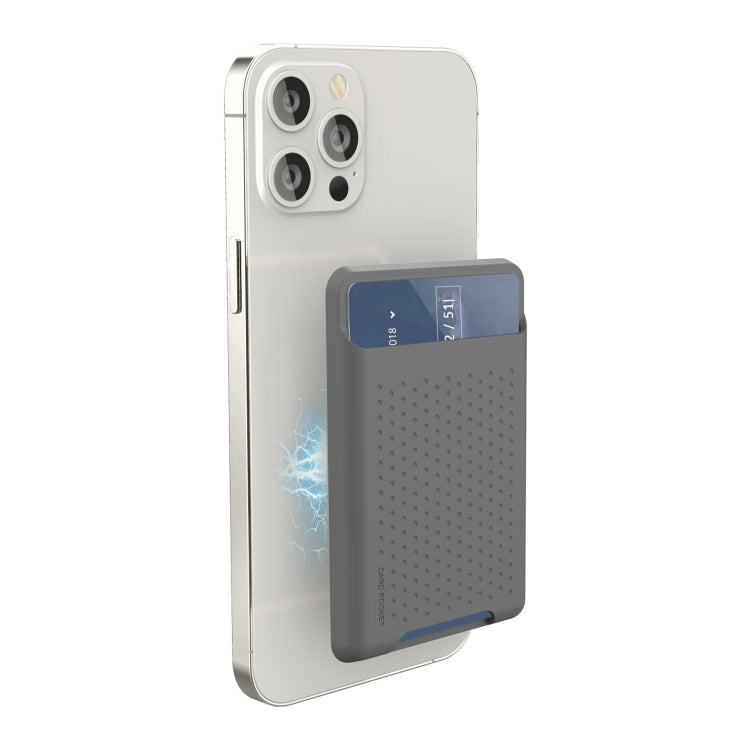 For iPhone 13 Series / iPhone 12 Series Silicone Wallet Pouch Card Case Anti-degaussing Card Holder Magsafing Magnetic Sticker(Grey) by bashfashion