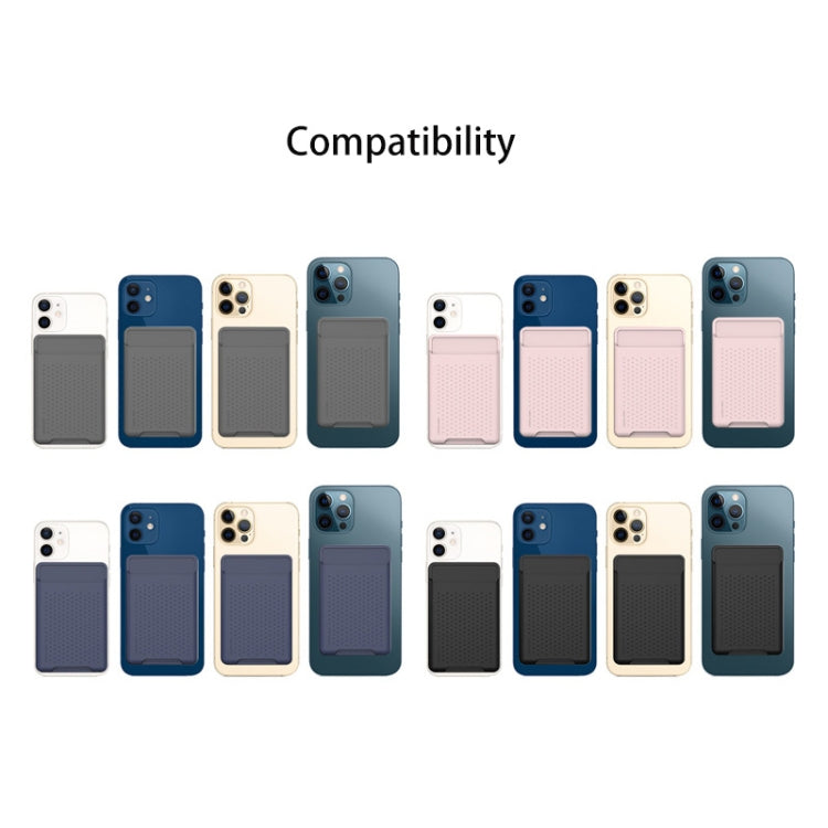 For iPhone 13 Series / iPhone 12 Series Silicone Wallet Pouch Card Case Anti-degaussing Card Holder Magsafing Magnetic Sticker(Pink) by bashfashion