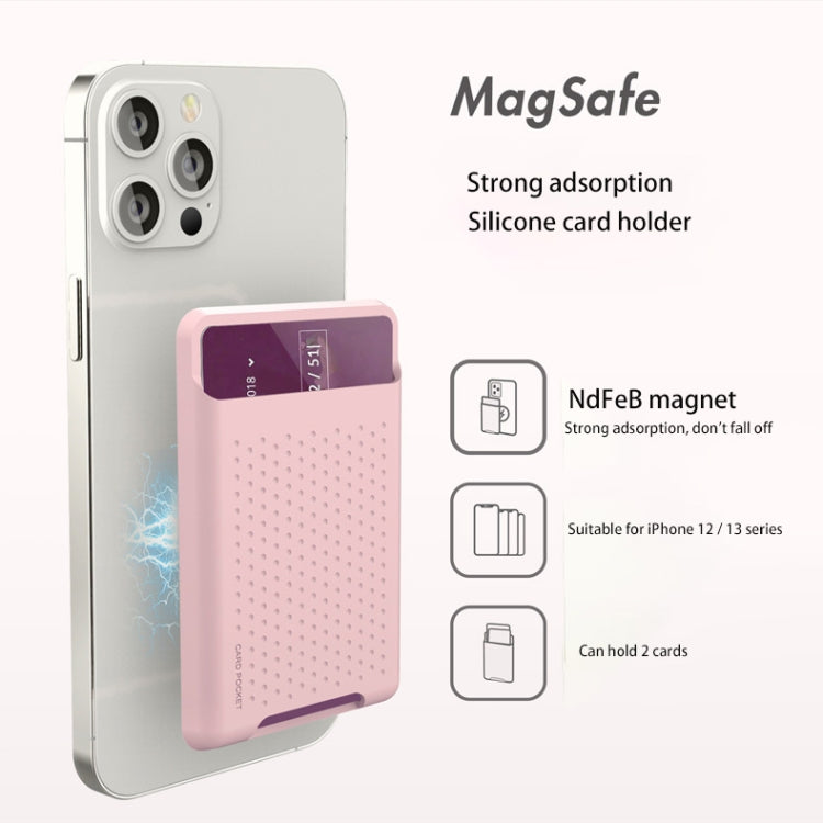 For iPhone 13 Series / iPhone 12 Series Silicone Wallet Pouch Card Case Anti-degaussing Card Holder Magsafing Magnetic Sticker(Black) by bashfashion