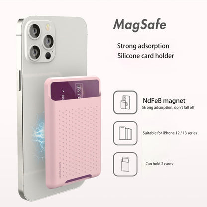 For iPhone 13 Series / iPhone 12 Series Silicone Wallet Pouch Card Case Anti-degaussing Card Holder Magsafing Magnetic Sticker(Pink) by bashfashion