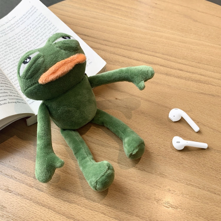For AirPods 1 / 2 Plush Sad Frog Shape Earphone Protective Case with Hook by bashfashion