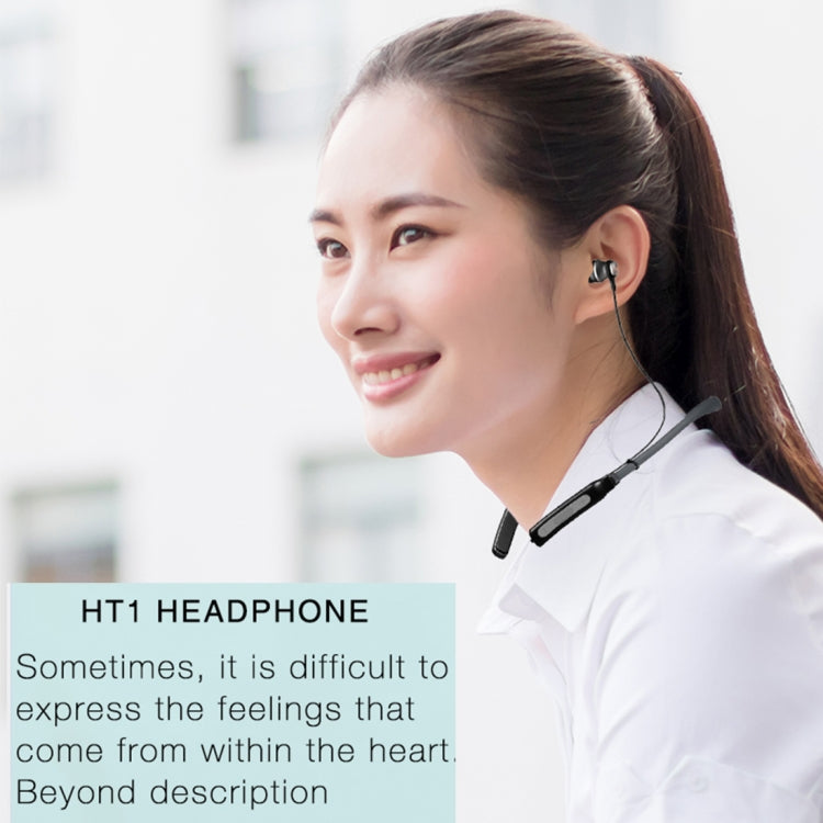 HT1 Magnetic In-Ear Wireless Bluetooth Stereo Headset(Black) by bashfashion