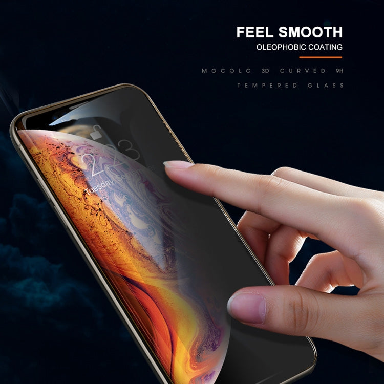 For iPhone 11 Pro / XS / X mocolo 0.33mm 9H 3D Round Edge Privacy Anti-glare Tempered Glass Film(Black) by mocolo