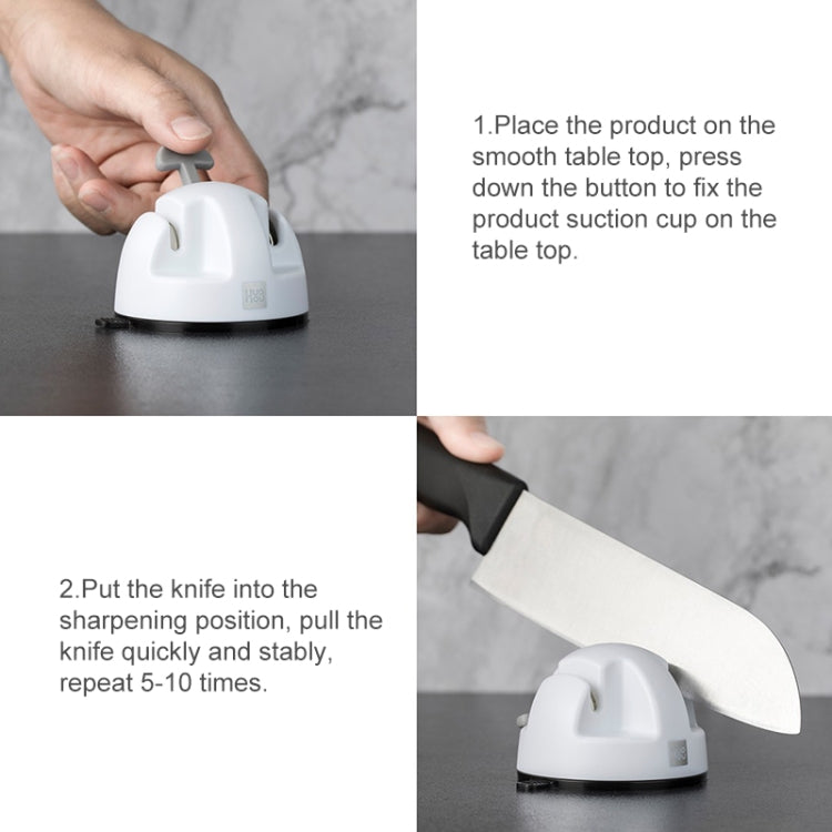 Original Xiaomi Youpin Huohou Kitchen Mini Double Wheel Knife Sharpener (White) by Xiaomi