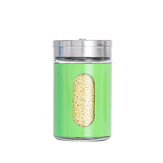 Stainless Steel Lid Glass Seasoning Jar Kitchen Supplies (Green) by bashfashion
