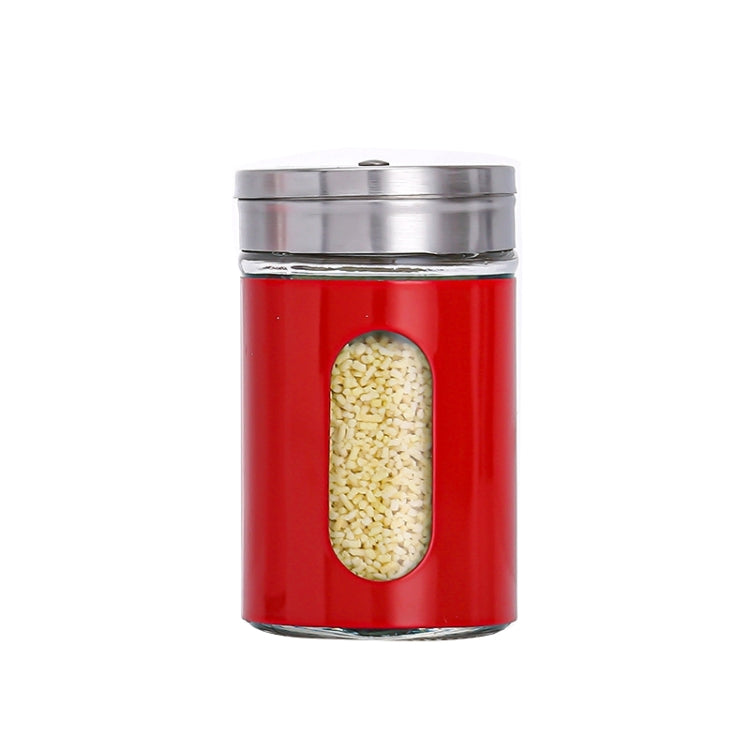 Stainless Steel Lid Glass Seasoning Jar Kitchen Supplies (Red) by bashfashion