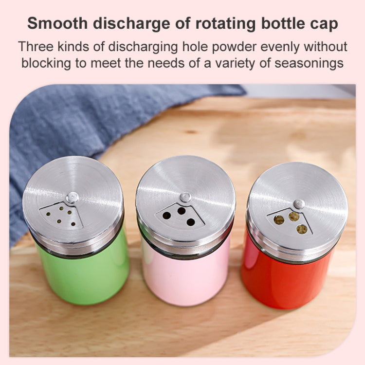 Stainless Steel Lid Glass Seasoning Jar Kitchen Supplies (Red) by bashfashion