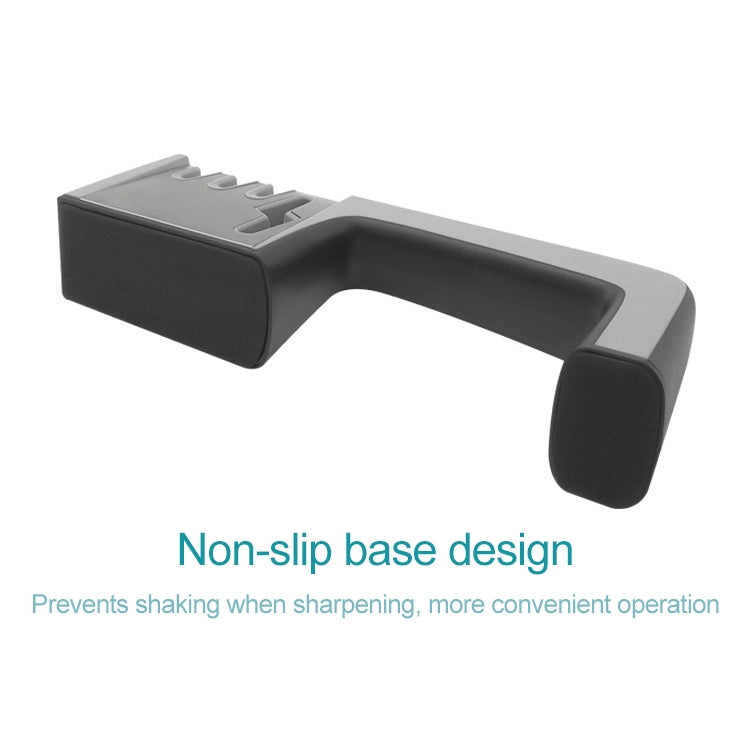 4 in 1 Stainless Steel Knife Sharpener Four Section Hand-held Quick Sharpening Tool with Non Slip Handle(Black) by bashfashion