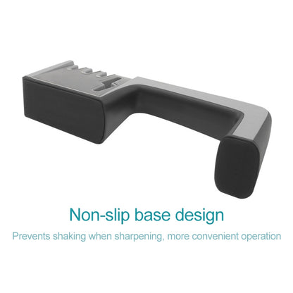 4 in 1 Stainless Steel Knife Sharpener Four Section Hand-held Quick Sharpening Tool with Non Slip Handle(Black) by bashfashion
