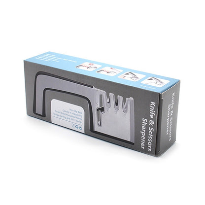 4 in 1 Stainless Steel Knife Sharpener Four Section Hand-held Quick Sharpening Tool with Non Slip Handle(Red) by bashfashion