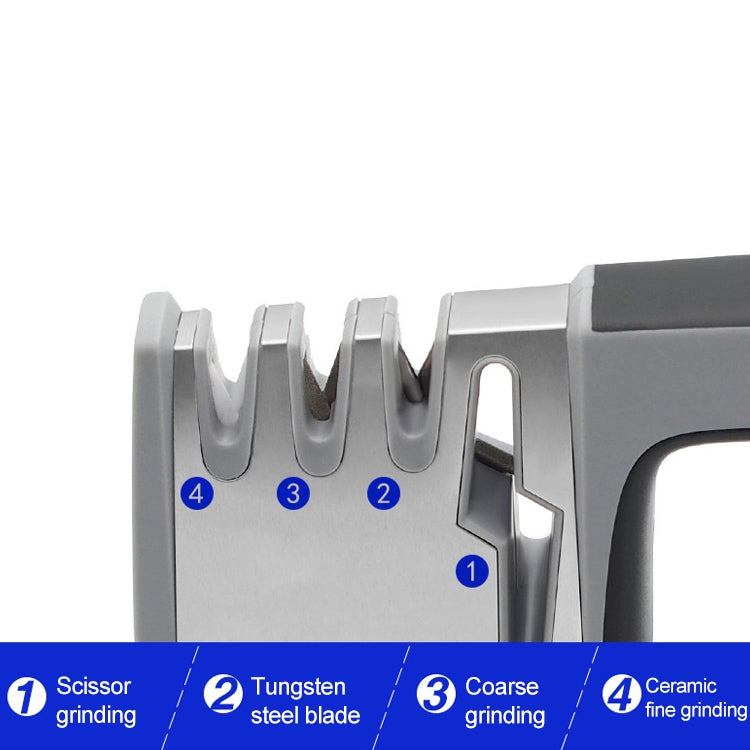 4 in 1 Stainless Steel Knife Sharpener Four Section Hand-held Quick Sharpening Tool with Non Slip Handle(Red) by bashfashion