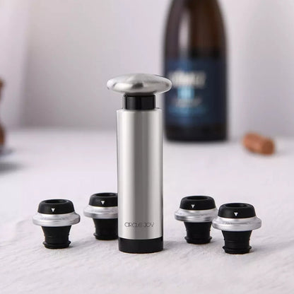 Original Xiaomi Youpin CircleJoy Stainless Steel Red Wine Preservation Stopper Set, Style: 4 Stoppers in One Pump by Xiaomi Youpin