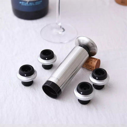 Original Xiaomi Youpin CircleJoy Stainless Steel Red Wine Preservation Stopper Set, Style: 4 Stoppers in One Pump by Xiaomi Youpin