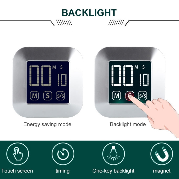 TS-83 Touch Timer Alarm Clock Kitchen Food LCD Large Screen Countdown Electronic Reminder by bashfashion