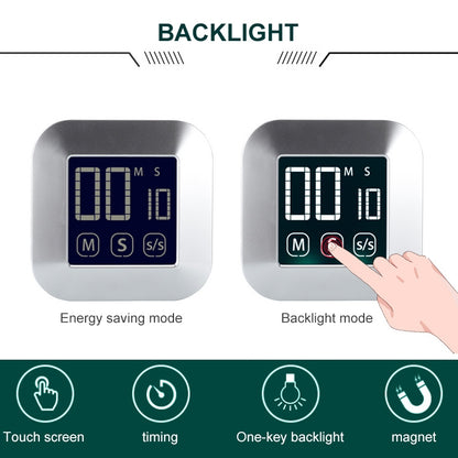 TS-83 Touch Timer Alarm Clock Kitchen Food LCD Large Screen Countdown Electronic Reminder by bashfashion