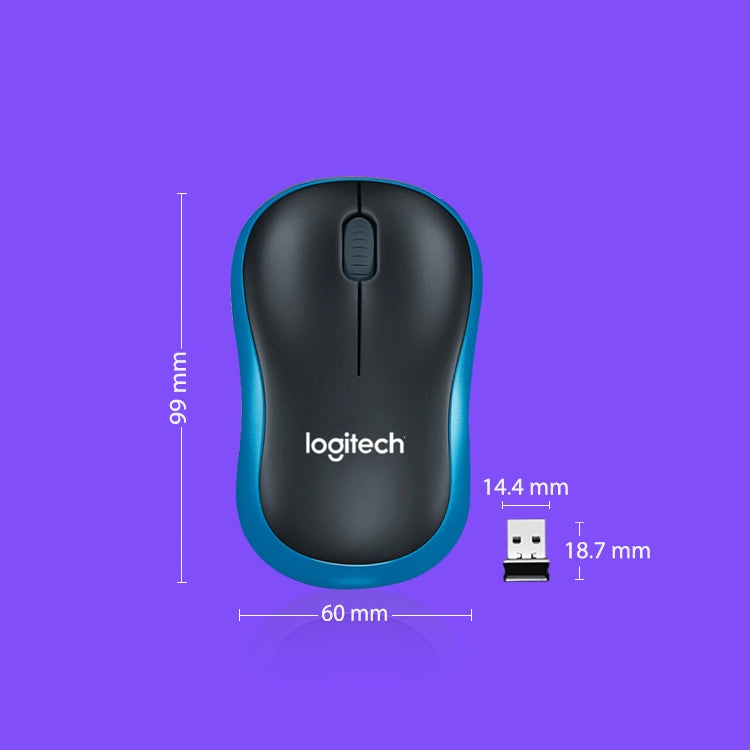 Logitech M186 Wireless Mouse Office Power Saving USB Laptop Desktop Computer Universal (Black Blue) by Logitech