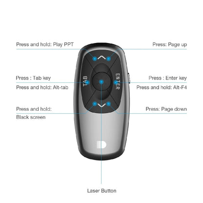 Doosl DSIT011 2.4GHz Mini Rechargeable PowerPoint Presentation Remote Control, Control Distance: 100m(Black) by DOOSL