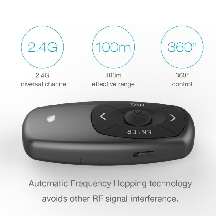 Doosl DSIT011 2.4GHz Mini Rechargeable PowerPoint Presentation Remote Control, Control Distance: 100m(Black) by DOOSL