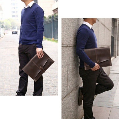 Universal Genuine Leather Business Power Adapter Laptop Tablet Bag with Cable Winder, For 12 inch and Below Macbook, Samsung, Lenovo, Sony, DELL Alienware, CHUWI, ASUS, HP(Coffee) by bashfashion