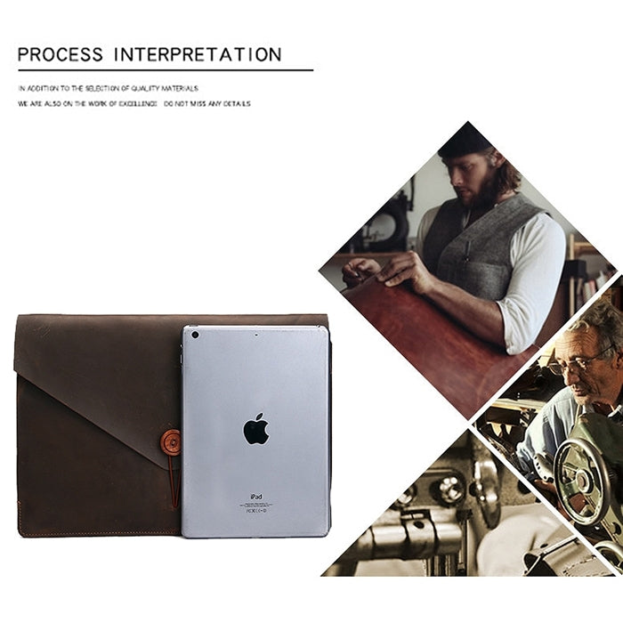 Universal Genuine Leather Business Laptop Tablet Bag, For 13.3 inch and Below Macbook, Samsung, Lenovo, Sony, DELL Alienware, CHUWI, ASUS, HP(Coffee) by bashfashion