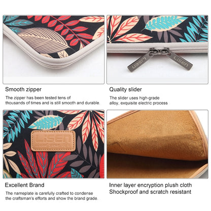 Lisen 12 inch Sleeve Case Colorful Leaves Zipper Briefcase Carrying Bag for iPad, Macbook, Samsung, Lenovo, Sony, DELL Alienware, CHUWI, ASUS, HP, 12 inch and Below Laptops / Tablets(Grey) by bashfashion