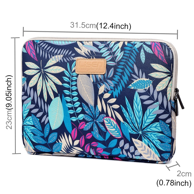 Lisen 12 inch Sleeve Case Colorful Leaves Zipper Briefcase Carrying Bag for iPad, Macbook, Samsung, Lenovo, Sony, DELL Alienware, CHUWI, ASUS, HP, 12 inch and Below Laptops / Tablets(Blue) by bashfashion