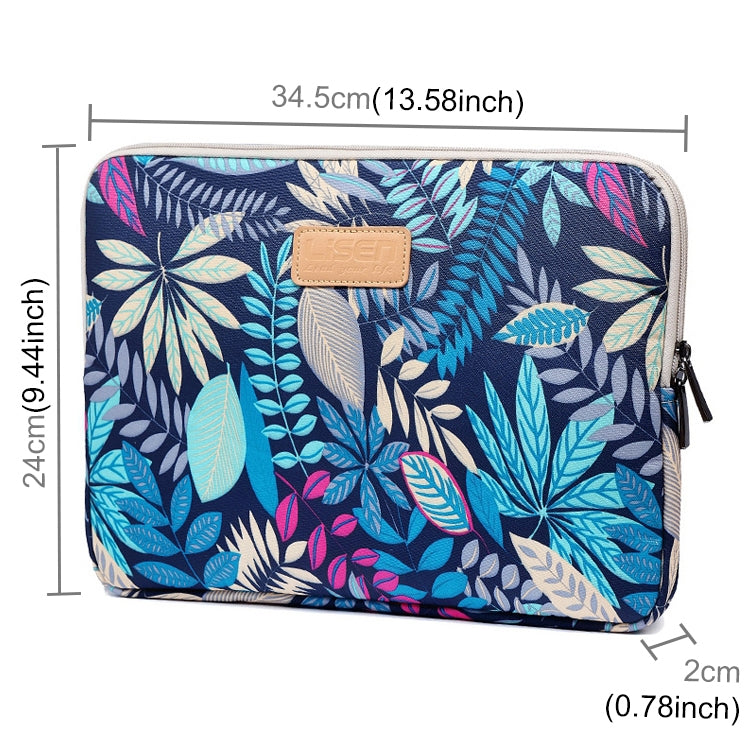 Lisen 13 inch Sleeve Case Colorful Leaves Zipper Briefcase Carrying Bag for Macbook, Samsung, Lenovo, Sony, DELL Alienware, CHUWI, ASUS, HP, 13 inch and Below Laptops(Blue) by bashfashion
