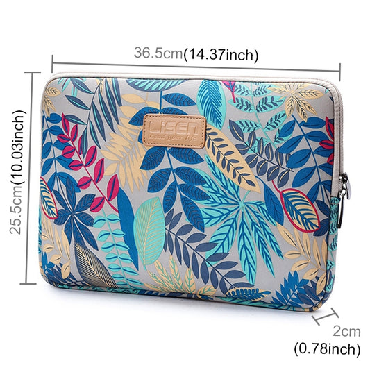 Lisen 14 inch Sleeve Case Colorful Leaves Zipper Briefcase Carrying Bag for Macbook, Samsung, Lenovo, Sony, DELL Alienware, CHUWI, ASUS, HP, 14 inch and Below Laptops(Grey) by bashfashion