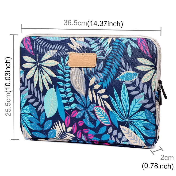 Lisen 14 inch Sleeve Case Colorful Leaves Zipper Briefcase Carrying Bag for Macbook, Samsung, Lenovo, Sony, DELL Alienware, CHUWI, ASUS, HP, 14 inch and Below Laptops(Blue) by bashfashion