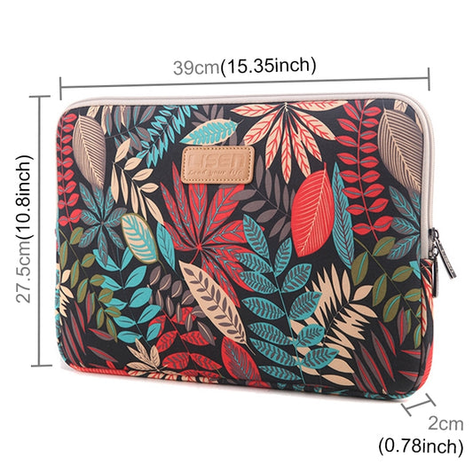 Sleeve Case Colorful Leaves Zipper Briefcase Carrying Bag for Macbook, Samsung, Lenovo, Sony, DELL Alienware, CHUWI, ASUS, HP, 15.6 inch and Below Laptops(Black) by bashfashion