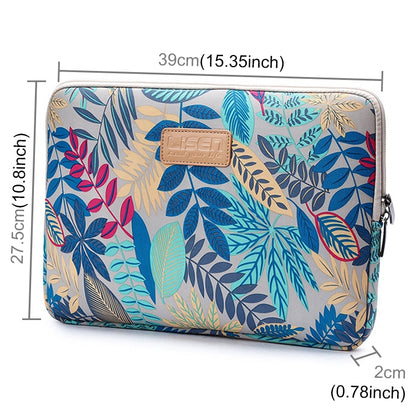 Sleeve Case Colorful Leaves Zipper Briefcase Carrying Bag for Macbook, Samsung, Lenovo, Sony, DELL Alienware, CHUWI, ASUS, HP, 15.6 inch and Below Laptops(Grey) by bashfashion
