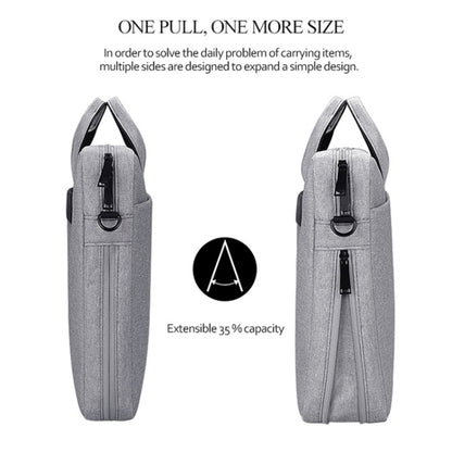 DJ06 Oxford Cloth Waterproof Wear-resistant Portable Expandable Laptop Bag for 14.1 inch Laptops, with Detachable Shoulder Strap(Grey) by bashfashion