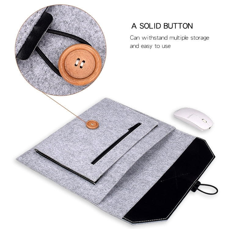 ND06 Multi-purpose Felt Button Laptop Inner Bag for 12.5 inch Laptop(Black) by bashfashion