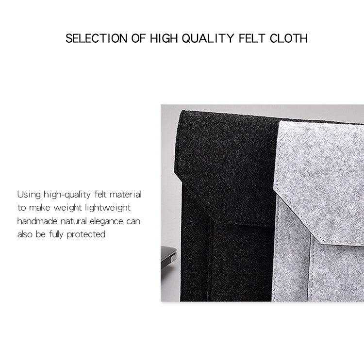 ND06 Multi-purpose Felt Button Laptop Inner Bag for 12.5 inch Laptop(Grey) by bashfashion