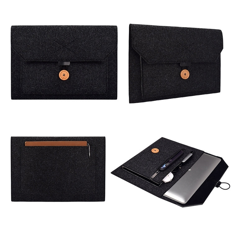 ND06 Multi-purpose Felt Button Laptop Inner Bag for 13.3 inch Laptop(Black) by bashfashion