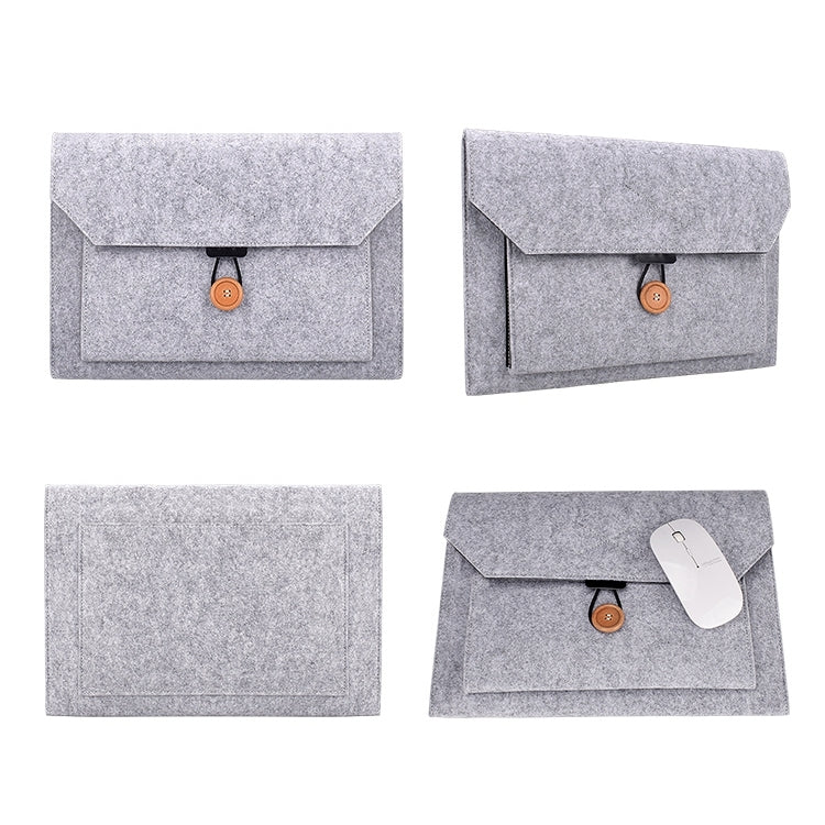 ND06 Multi-purpose Felt Button Laptop Inner Bag for 13.3 inch Laptop(Grey) by bashfashion