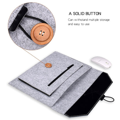 ND06 Multi-purpose Felt Button Laptop Inner Bag for 13.3 inch Laptop(Grey) by bashfashion
