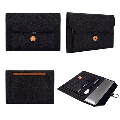 ND06 Multi-purpose Felt Button Laptop Inner Bag for 15.4 inch Laptop(Black) by bashfashion