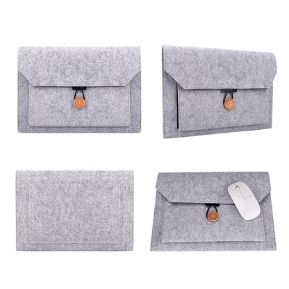 ND06 Multi-purpose Felt Button Laptop Inner Bag for 15.4 inch Laptop(Grey) by bashfashion