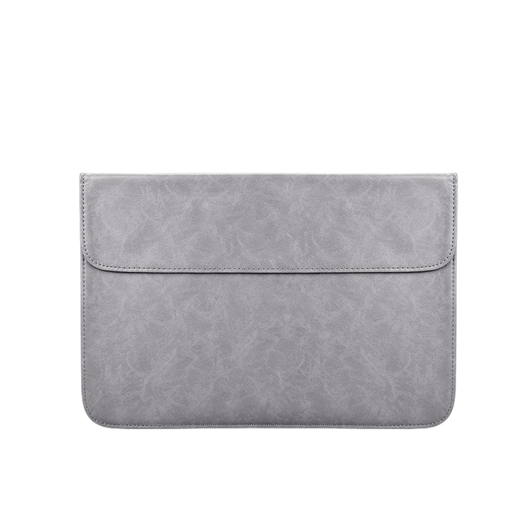 PU01S PU Leather Horizontal Invisible Magnetic Buckle Laptop Inner Bag for 14.1 inch laptops (Grey) by bashfashion
