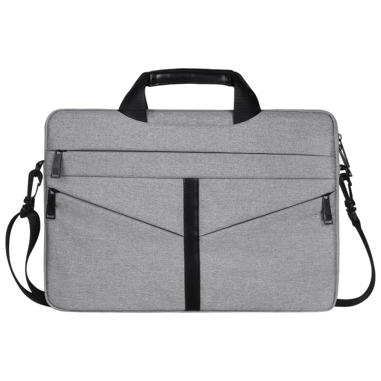 14.1 inch Breathable Wear-resistant Fashion Business Shoulder Handheld Zipper Laptop Bag with Shoulder Strap (Light Grey) by bashfashion